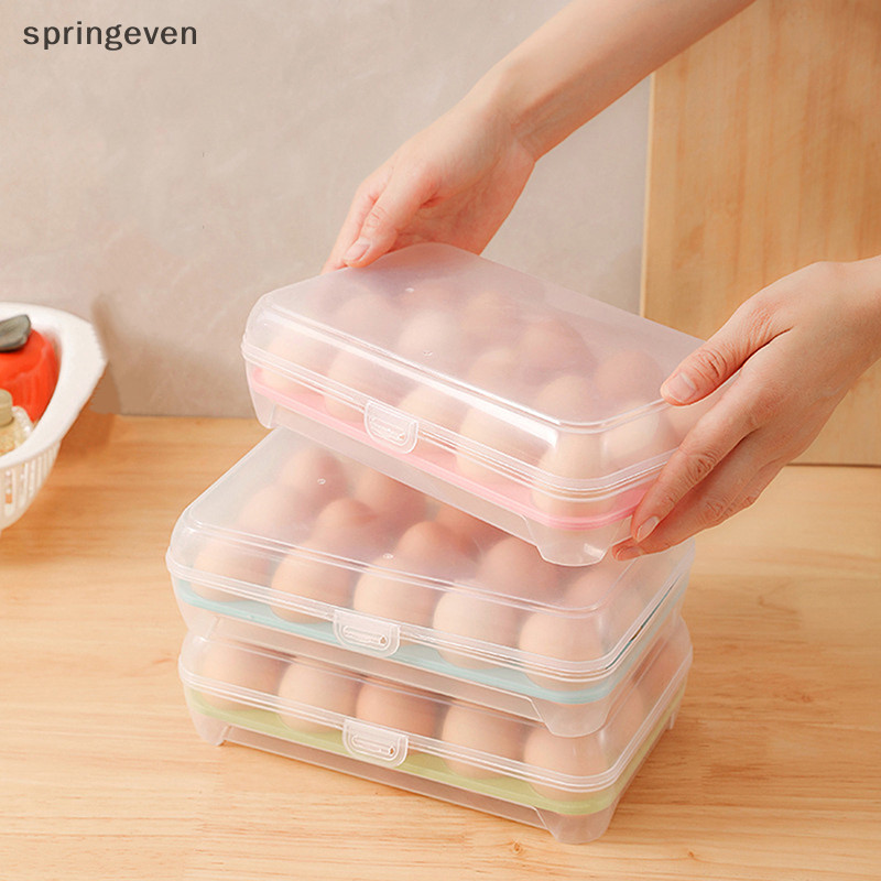 [springeven] 15-grid กล่องเก็บไข่ อุปกรณ์ครัวในบ้าน ตู้เย็น กล่องไข่ สด-เก็บ กล่อง ถาด องค์กรพลาสติกหลายชั้น สต็อกใหม่