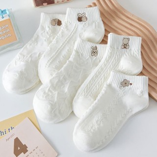 SY_SHOP899 ถุงเท้าข้อสั้น (5สี/10คู่) ถุงเท้าแฟชั่น เนื้อผ้า…