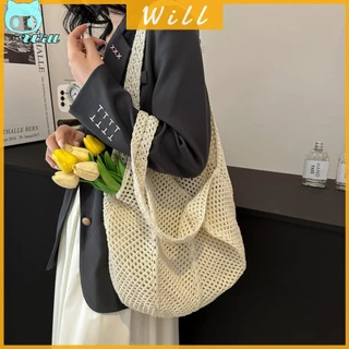 วิล✿กระเป๋าถักโครเชต์ ทรงโท้ท ฉลุลาย เหมาะกับเดินชายหาด แฟชั่นฤดูร้อน สําหรับผู้หญิง
