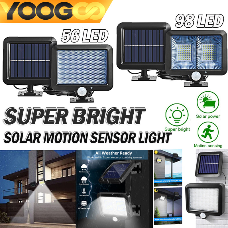 YOOGOO Solar Light Motion sensor 56/98 LED ไฟโซล่าเซล ไฟสปอร์ตไลท์ กันน้ำกลางแจ้ง ไฟติดผนังโซล่าเซลล์พลังงานแสงอาทิตย์