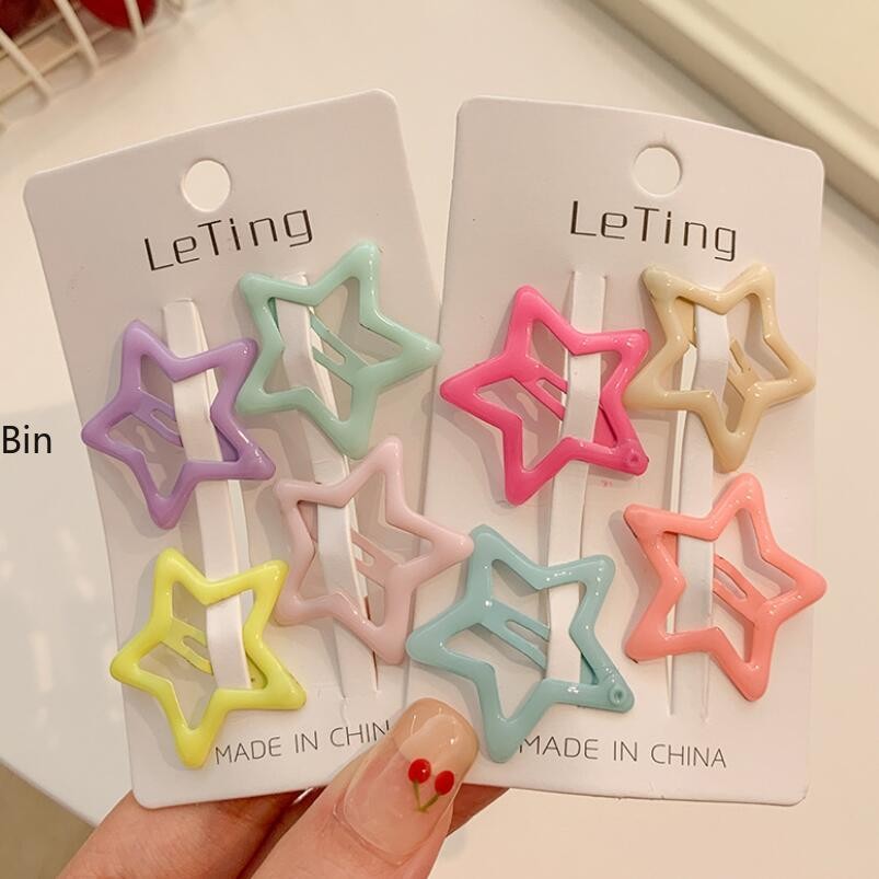 1ชิ้นสาวน่ารักที่มีสีสันดาวกิ๊บชุดผู้หญิงเรียบคลิปผม หมุด
