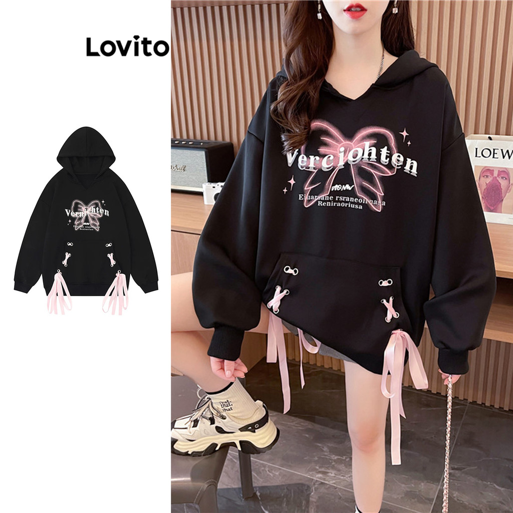 Lovito เสื้อสเวตเตอร์ลูกไม้ลายเรียบๆสบาย ๆ สำหรับผู้หญิง LNA74359