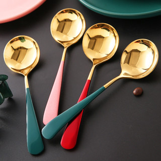 GaGiNang ช้อนซุป สแตนเลส ช้อนกินข้าว หัวกลม ช้อนกลาง ช้อนกิน…