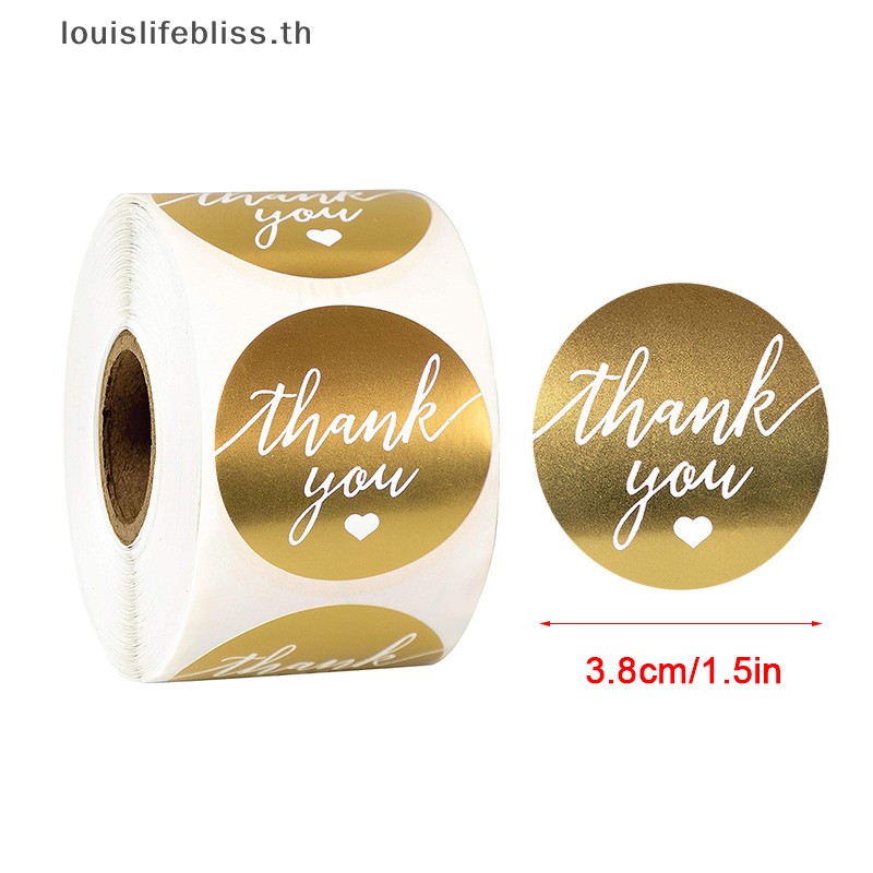 Louislifebliss 500 ชิ้น/ม้วน 38 มม.ทองขอบคุณสติกเกอร์ซีลป้ายของขวัญทําด้วยมือเค้กสติกเกอร์ใหม่