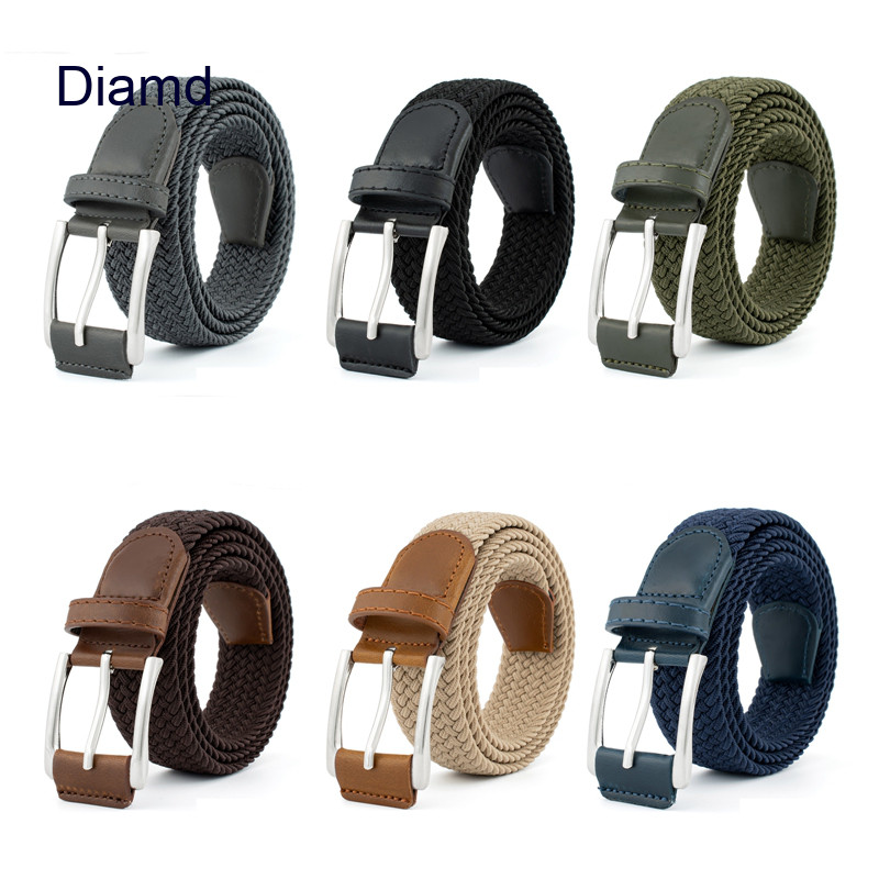 Diamd เข็มขัดถักผ้ายืดหยุ่น Unisex Casual ปรับเอว Enduring เข็มขัดทอยืด