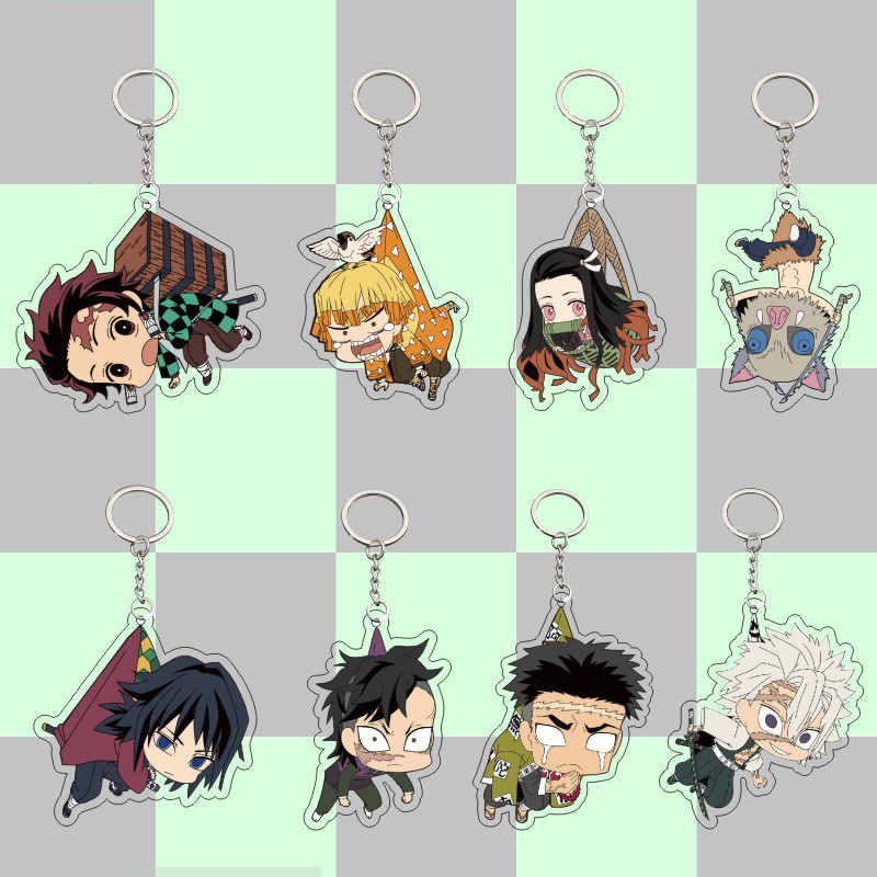Tanjirou Nezuko Zenitsu Inosuke Demon Slayer แขวนพวงกุญแจญี่ปุ่นภาพเคลื่อนไหวของที่ระลึกอะคริลิค Key