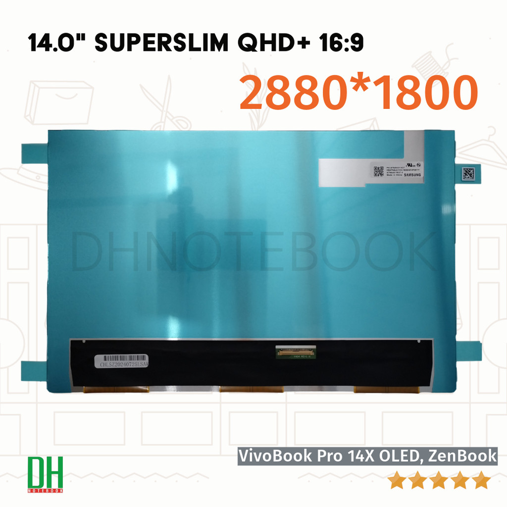 หน้าจอ LCD ATNA40YK07-0 สำหรับAsus ZenBook,VivoBook, Acer Predator Triton 14นิ้ว 2880x1800 90Hz OLED