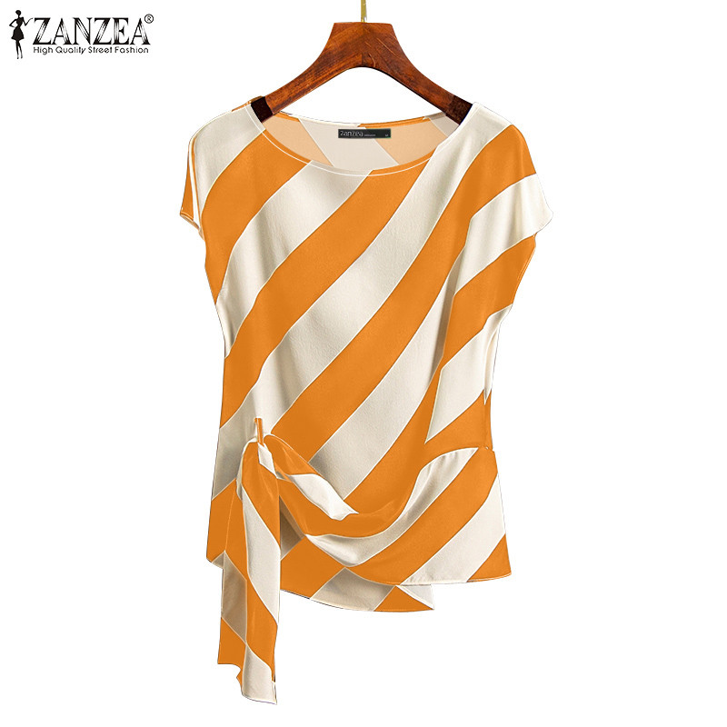 Zanzea เสื้อเบลาส์แฟชั่นคอกลมลําลองสไตล์เกาหลีสําหรับผู้หญิง