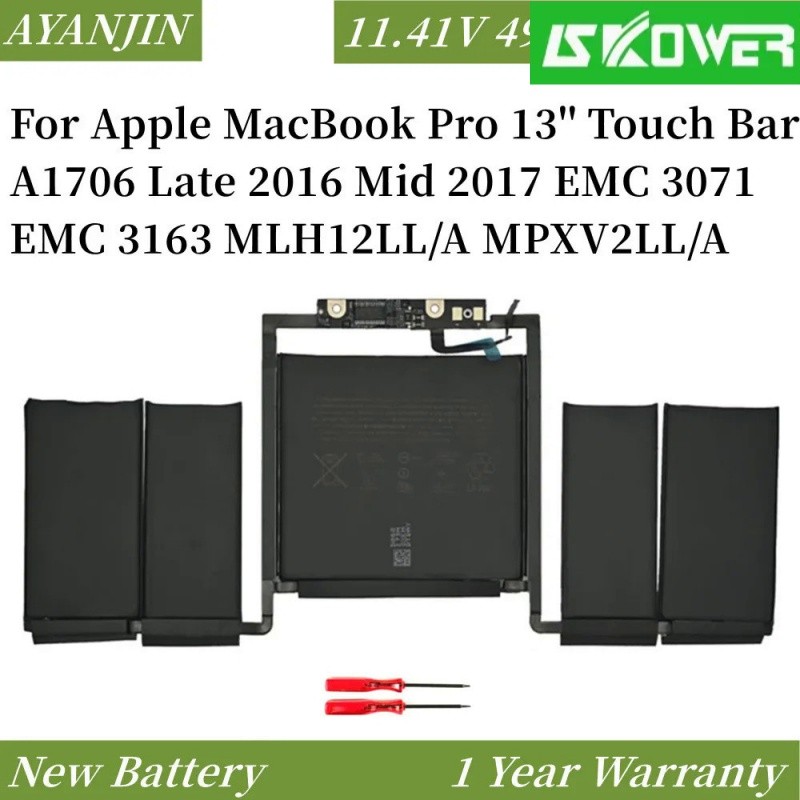 ✿11.41V 49.2WH A1819 Battery for Apple MacBook Pro 13'' Touch Bar A1706 Late 2016 Mid 2017 EMC 3071 