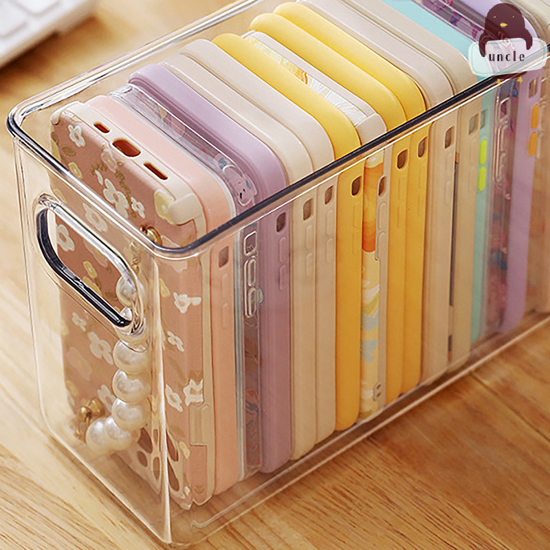 [UN] Insเคสโทรศัพท์โปร่งใสกล่องเก็บของตั้งโต๊ะอะคริลิคตะกร้าเก็บของกระจุกกระจิกเครื่องสําอางชั้นวางขนาดเล็กth