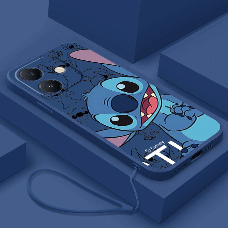 Oppo A3x A3 Happy Stitch Soft Phone Case Smile Monster Cartoon Liquid Silicon Cover