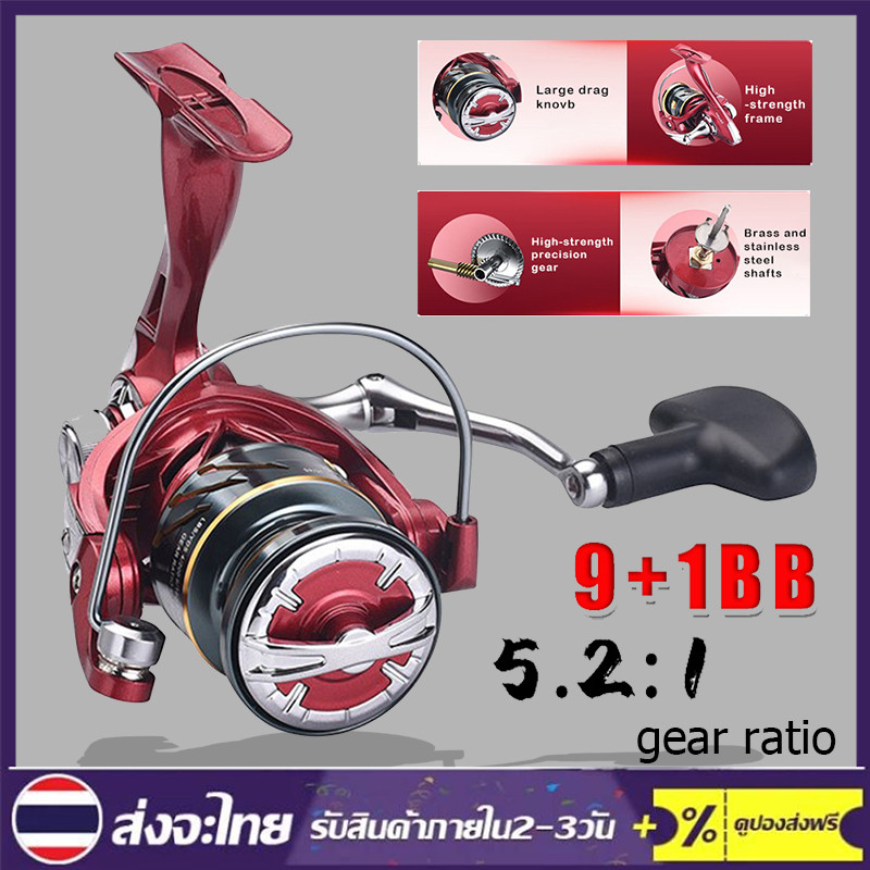 Fishing Reel รอกตกปลา 5.2:1 8 กก. ด้ามจับคู่ รอกหมุนลึก ตื้น สําหรับตกปลา รอกเบส อุปกรณ์ตกปลา