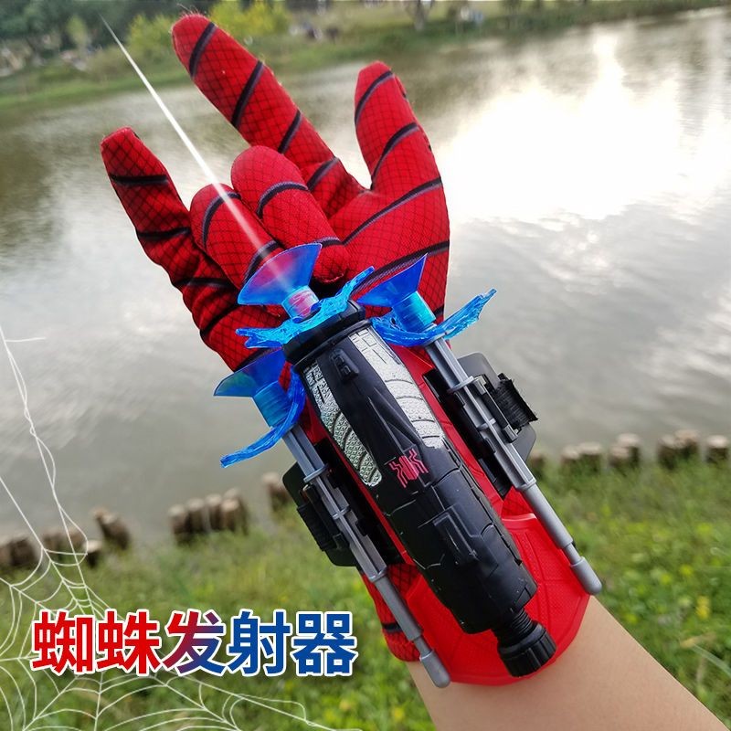 ของเล่นเด็ก Spider Launcher ถุงมือหมุนผ้าไหม Spider-Man ยิงได้ ของเล่นซูเปอร์ฮีโร่