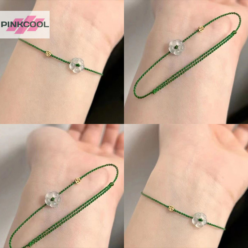 Pinkcool แฟชั่น Creative Lucky Rich ดอกไม้เชือกมือแหวนสําหรับผู้หญิงผู้ชายปรับ Handmade Braid สร้อยข้อมือเครื่องประดับคู่ของขวัญ HOT