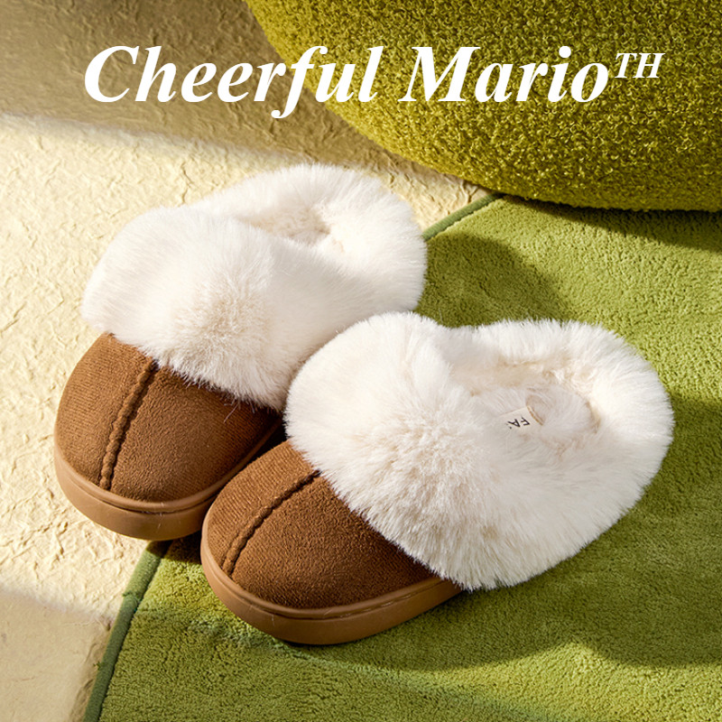 17-24เซนติเมตรพ่อแม่และลูกหลายสีปุยรองเท้าแตะฤดูหนาวบ้านรองเท้าผ้าฝ้ายสําหรับเด็