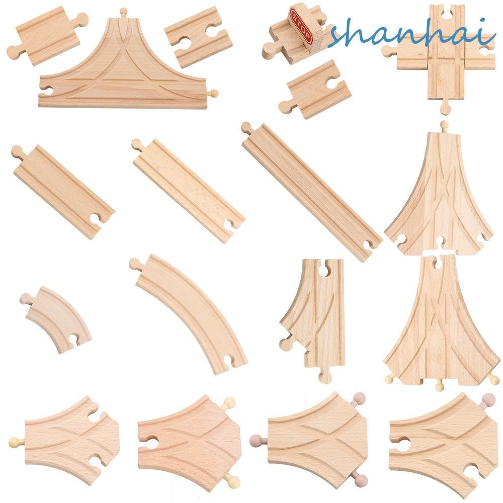 Shanhai รางรถไฟไม้ ลายการ์ตูน ของเล่นเสริมการเรียนรู้ สําหรับเด็ก
