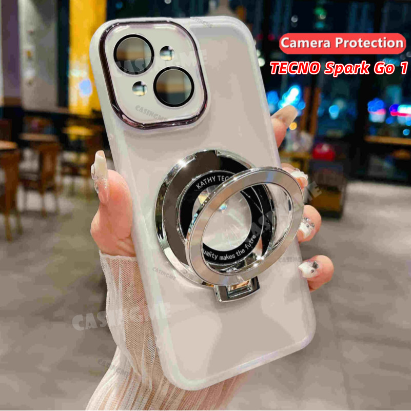 Tecno Spark Go 1 กรณีขาตั้งแม่เหล็กสําหรับ TECNO Spark Go 1 SparkGO1 GO1 1GO 4G 5G 2024 ผู้ถือ Len กล้อง Shcokproof เคสโทรศัพท์โปร่งใสนุ่มปกหลัง