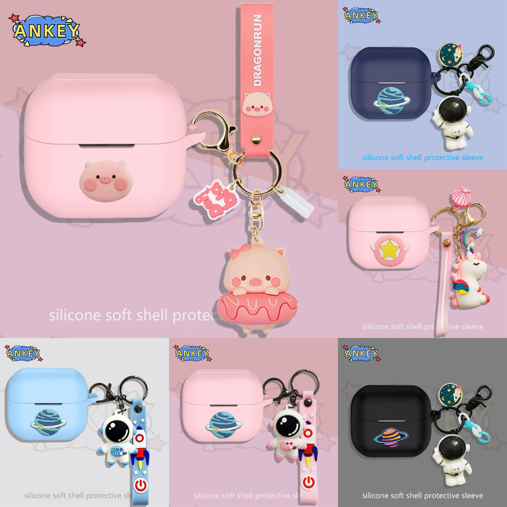 For Redmi Buds 6 Lite / 5 Pro / 4 Active / 3 Lite Earphone Silicone Case Pink Pig Earbuds Soft Protective Headphone Cover Headset Skin with Pendant