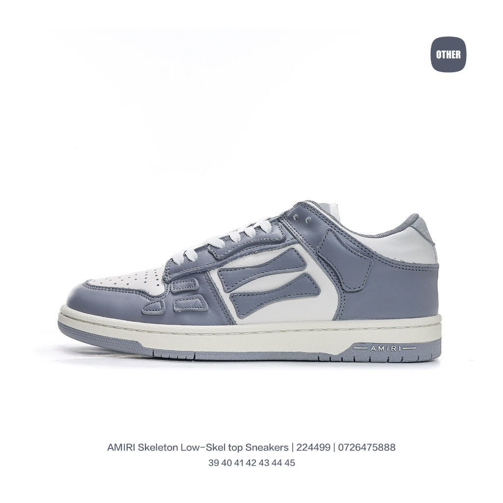 Amiri Skeleton low-skel รองเท้าผ้าใบยอดนิยม Skeleton Series low-Top CLASSIC All-Match หนังแท้รองเท้า