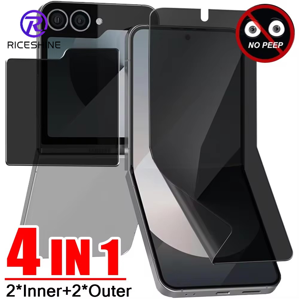 SAMSUNG 4 in 1 Anti Spyความเป็นส่วนตัวกระจกนิรภัยป้องกันหน้าจอสําหรับSamsung Galaxy Z Flip 6 Anti Peepingด้านในHydrogelฟิล์มสําหรับSamsung Flip6