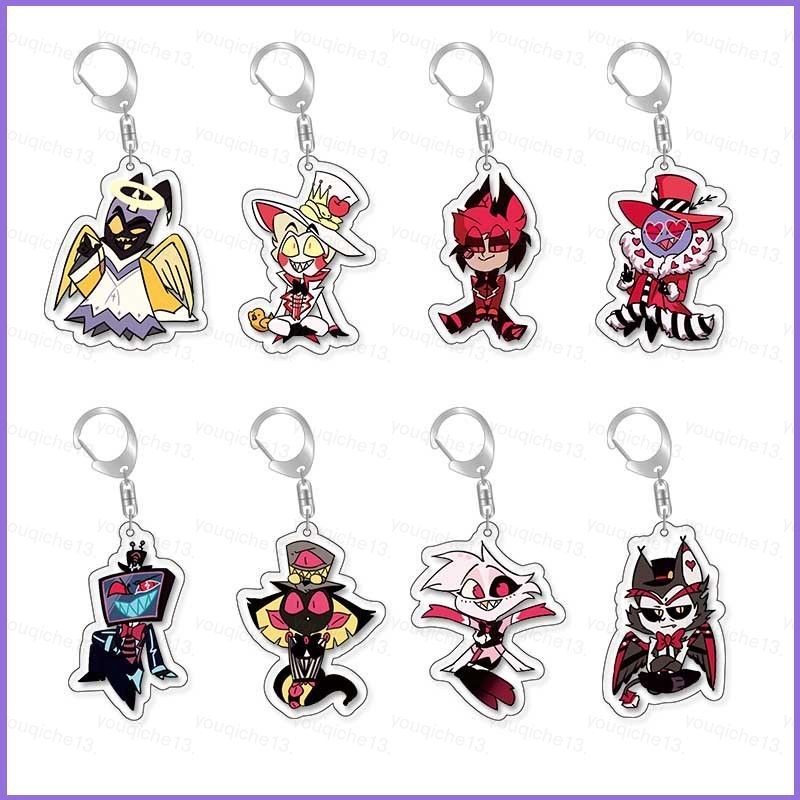 Si13 Hazbin Hotel Charlie Morningstar Vaggie Angel Dust Alastor acicylic key holder Lucifer Morningstar พวงกุญแจกํามะหยี่