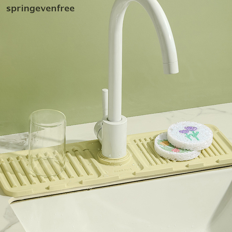 Springevenfree ซิลิโคนอ่างล้างจานก๊อกน้ํา Mat Splash Guard Protectors ซิลิโคนจานแห้งก๊อกน้ํา Splash Guard ฟองน้ําผู้ถือสําหรับห้องครัว Gadget th