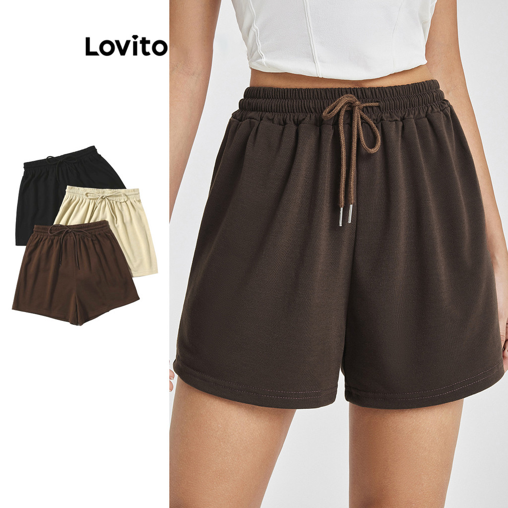 Lovito ลูกไม้ธรรมดาสบาย ๆ ขึ้นสั้นพื้นฐานสำหรับผู้หญิง LBL16363