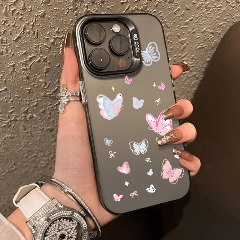 โลหะชุบโลหะด้วยไฟฟ้า ไอโฟนผีเสื้อของเสรีภาพfor 11 iPhone 12 13 14 15Pro MAX X XS XR 7 8Plus เคสโทรศัพท์