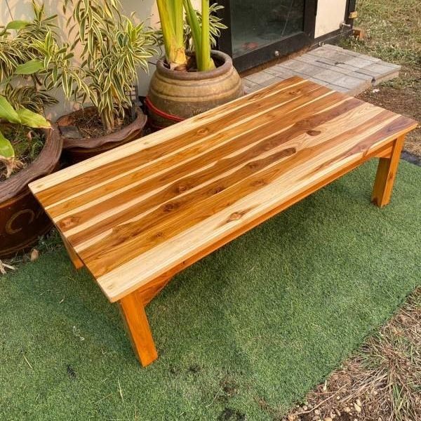 SUKP โต๊ะญี่ปุ่นไม้สัก 60×120สูง37ซม.สีสักธรรมชาติเคลือบเงา SUKP-510