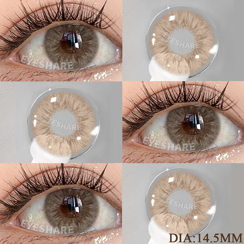 [จัดส่งจากประเทศไทย] Eyshare ใหม่คอนแทคเลนส์สีสําหรับดวงตา 1 คู่สีเทารายปีแฟชั่น