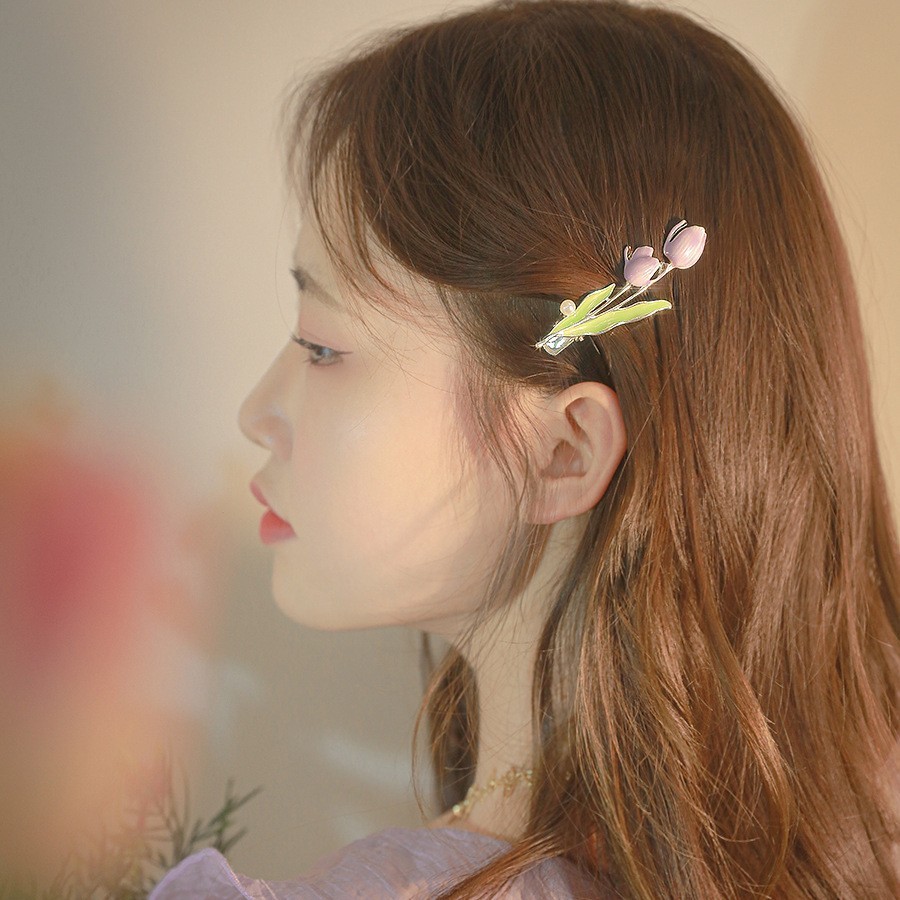 Elegant Temperament Tulip Girl Clip รูปแบบใหม่ Bangs Small Size Hairpin Side Duckbill Clip เครื่องประดับผม