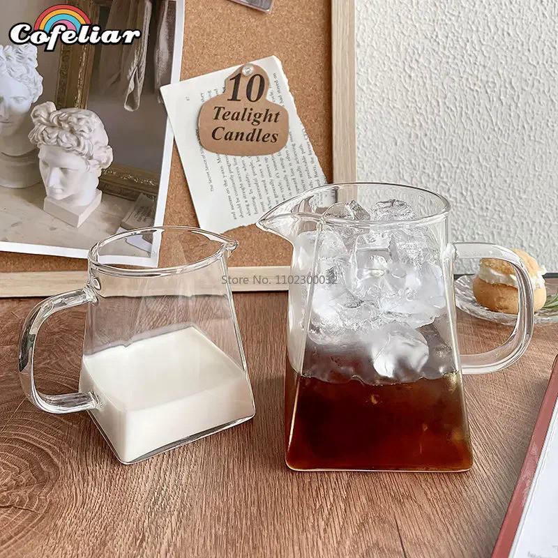 350/550ml Glass Pitcher Milk  Pitcher Mini Glass Pitcher Transparent Coffee  Tea Milk Pourer Glass C
