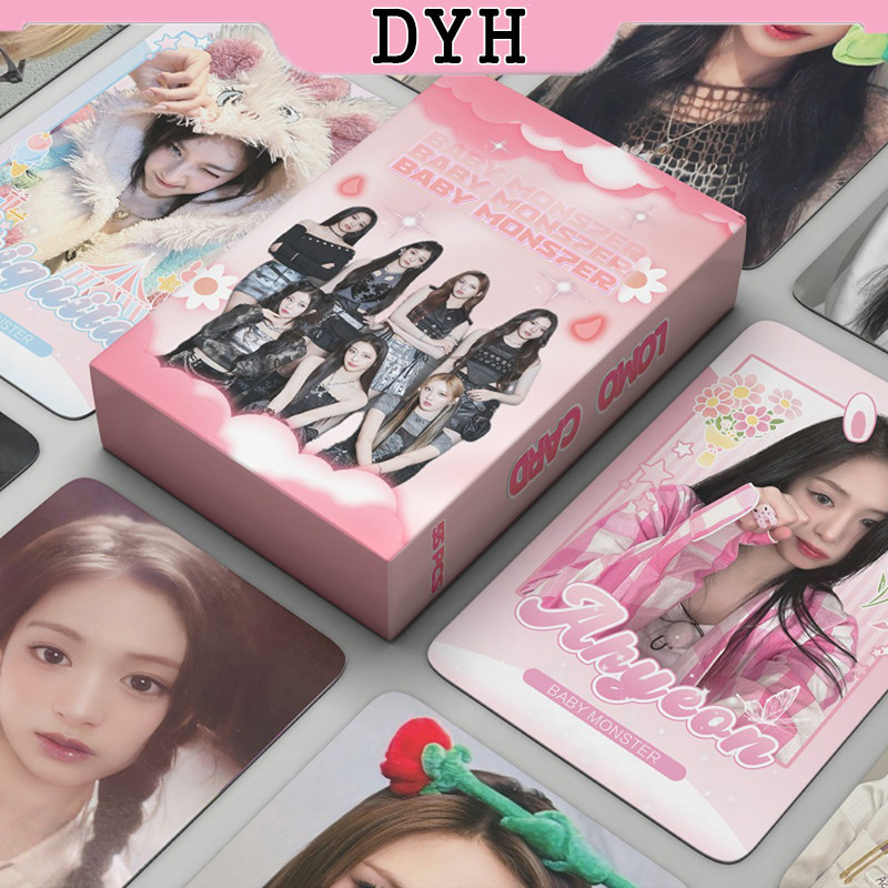 Dyh 55 ชิ้น/กล่อง BABYMONSTER เลเซอร์การ์ด Photocards MONSTIEZ Holographic LOMO การ์ด KPOP อัลบั้ม
