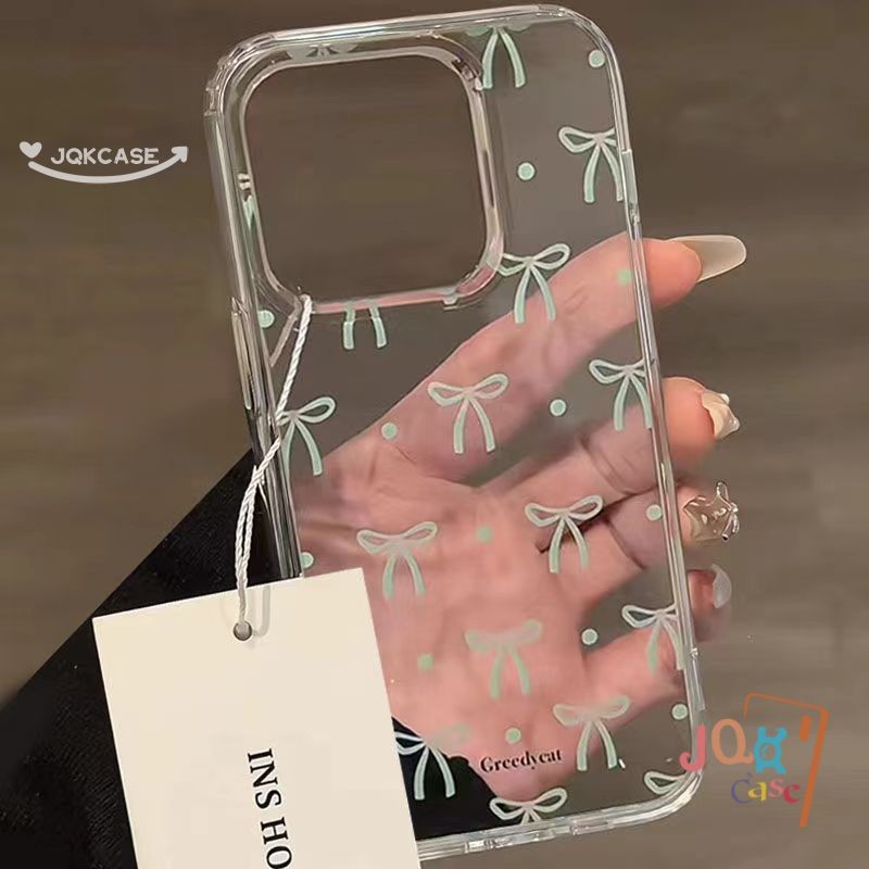 โบว์สีเขียว น่ารักจัง Redmi 13C 9 12 10A 12C 10 A1 9C 9A 10C NFC Note 12 8 11 9 10 13 Pro 10s 11s POCO M3 ง่าย ๆ เคส