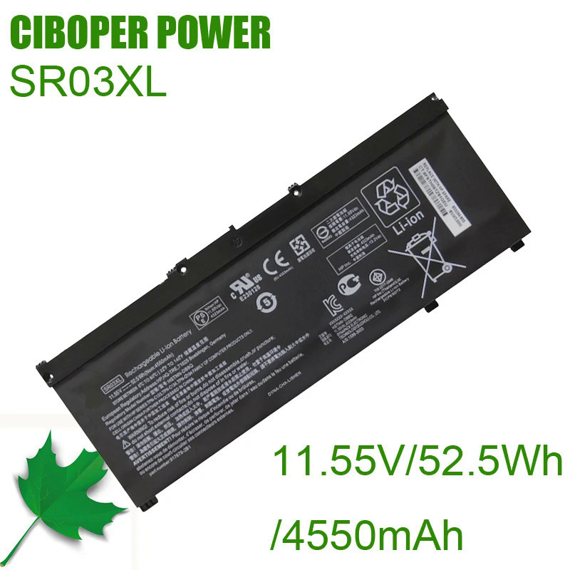 CP Laptop Battery SR03XL 11.55V/52.5WH For 15-CX 15-DC TPN-Q211 TPN-Q194 Q193 TPN-C133 TPN-C134 HSTN