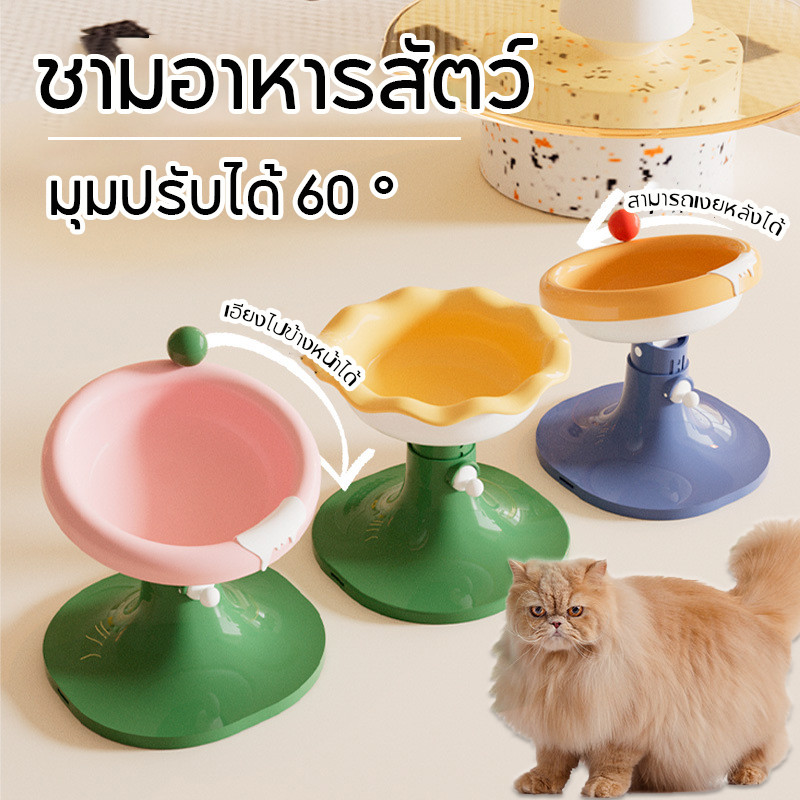 ชามอาหารสัตว์ ชาม2ช่อง ปรับความสูงได้ ชามอาหารหมา ชามสัตว์เลี้ยง อุปกรณ์ให้อาหารสัตว์ เอียง15 องศา ชามอาหารสัตว์เลี้ยง