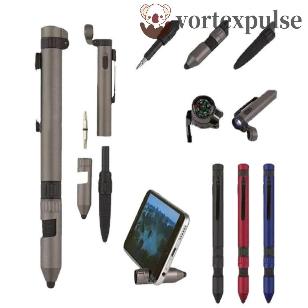Vortexpulse ปากกามัลติฟังก์ชัน 6-in-1 พร้อมไฟ LED ไฟฉาย ไขควง และเข็มทิศ สําหรับเดินทาง