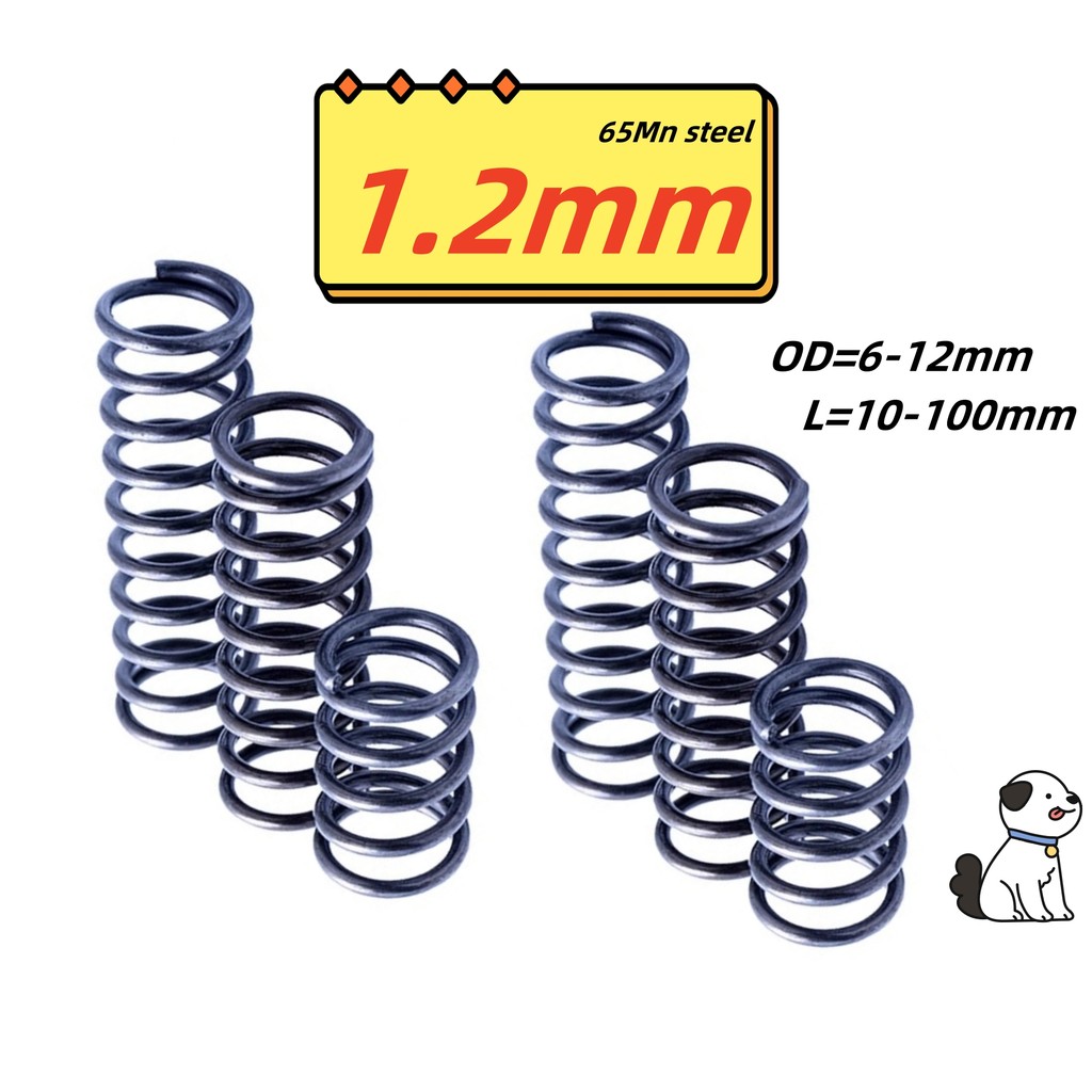 [FGHT12-y] สปริงกด-สปริงดัน สปริงอัด ดันทั่วไป เหล็ก 65Mn/Compression Spring d1.2mm * OD7-13mm * L10-100mm