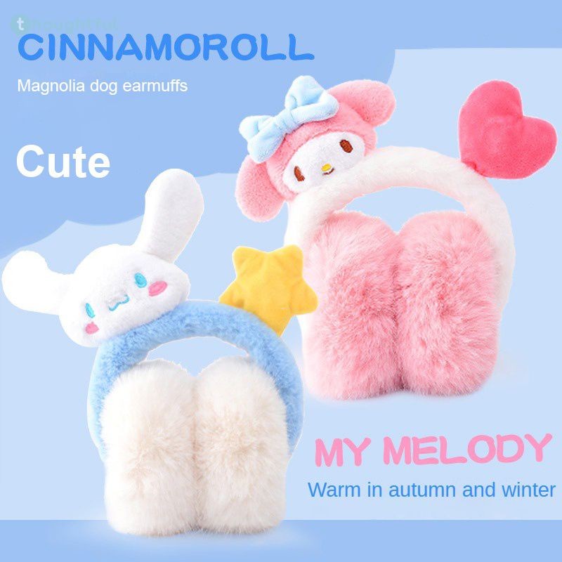 Sanrio Kuromi ที่ปิดหูกันหนาวพร้อมตุ๊กตา Cinnamoroll Melody น่ารัก ที่ปิดหูกันหนาวสำหรับเด็ก กลางแจ้ง ฤดูหนาว ของขวัญ TH