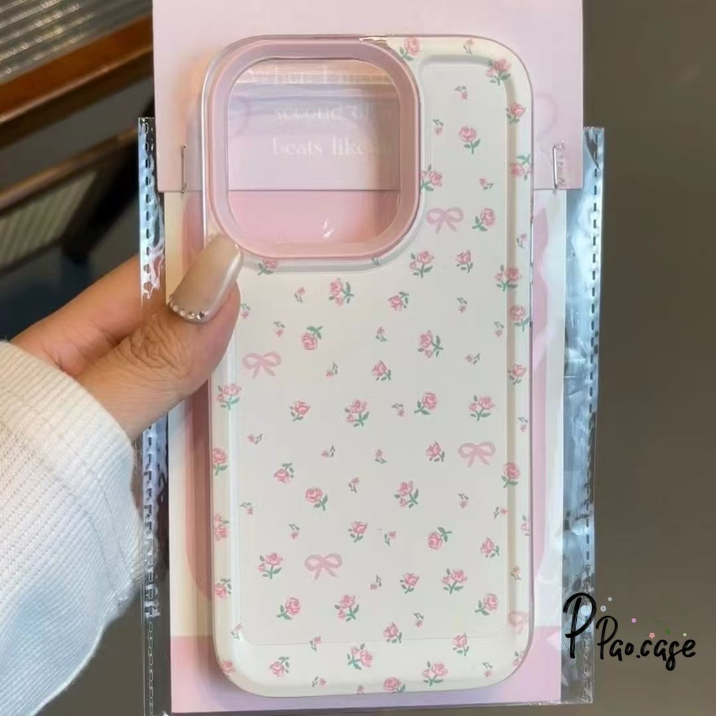 ดอกไม้โบว์สีชมพูหวาน เข้ากันได้เคสไอโฟน 17 AIR 16 11 13 15 Pro Max 14 12 Pro Max XS XR X Max 7 15 14 8 Plus SE 2020 เคส