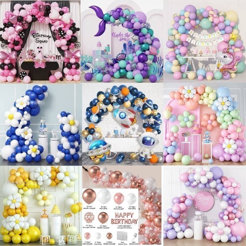 (ส่งจากไทย) ชุดลูกโป่ง ซุ้มลูกโป่ง สำหรับงานวัดเกิด งานปาร์ตี้ งานแต่ง สีสวยหรูหรา สินค้าไม่รวมกระสูบนะคะ (ซุ้ม)