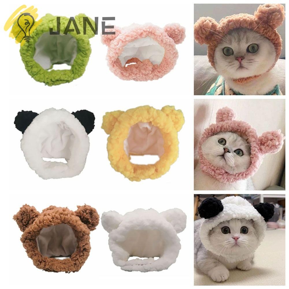 Jane หมวกสัตว์เลี้ยง, อุปกรณ์เสริมสําหรับสัตว์เลี้ยง หมวกแมวผ้าโพกศีรษะที่อบอุ่น, ตุ๊กตาสั้นน่ารักอบอุ่นสบายหมวกสัตว์เลี้ยง