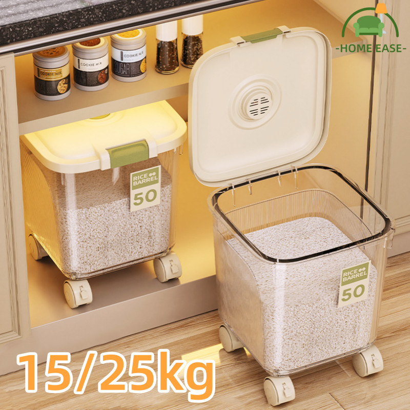 กล่องใส่ข้าวสารกันมอด กล่องเก็บข้าวสาร มีล้อด้วย เกรดอาหาร ถัง ใส่ ข้าวสาร 15-25 กก ปิดผนึกป้องกันความชื้น ถังใส่ข้าวสาร