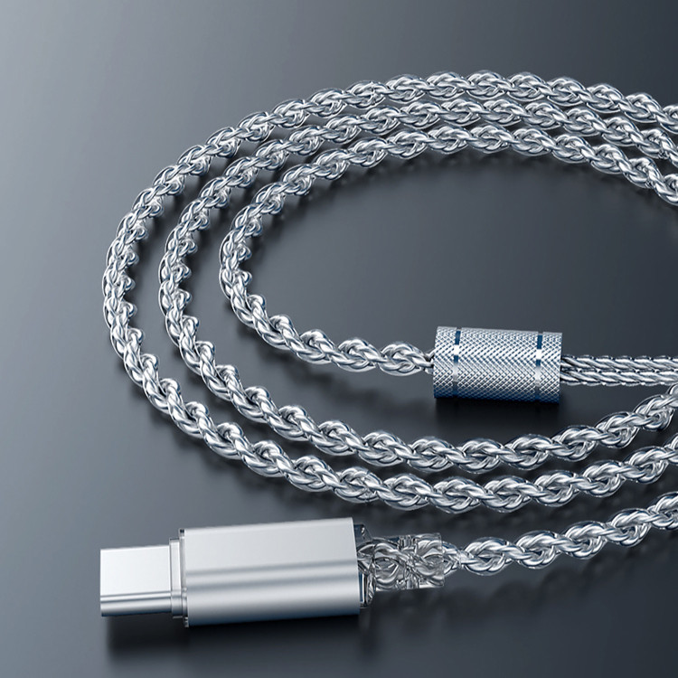 Lafitear Silver Plated หูฟังอัพเกรดสาย Type-C DAC S-PIN HIFI V7.1 สเตอริโอ USB-C สําหรับ QDC KZ TRN IEMs