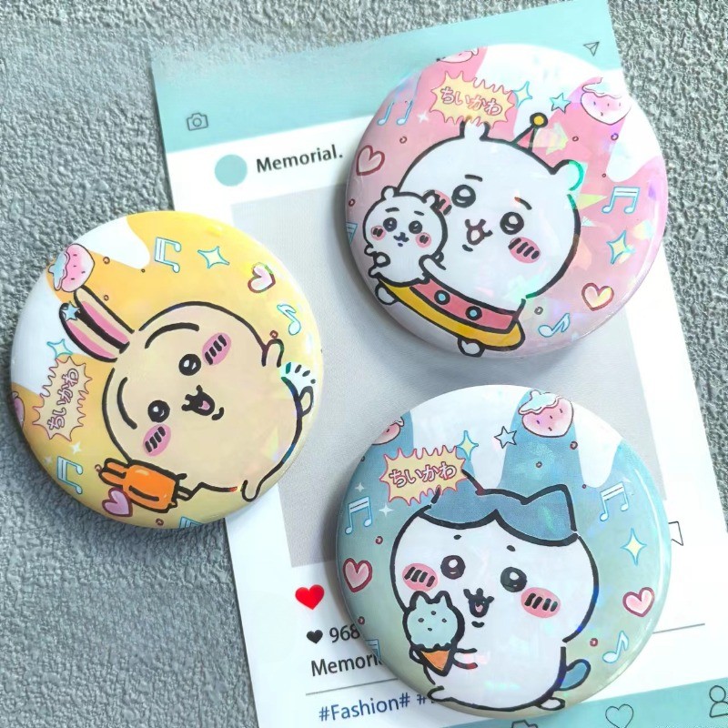 3 ชิ้น/เซ็ต Kawaii Chikawa Hachiware Usagi หน้าอกป้ายการ์ตูนรูปเข็มกลัดหวานน่ารักเสื้อผ้าตกแต่งสาวของเล่นเด็กของขวัญ