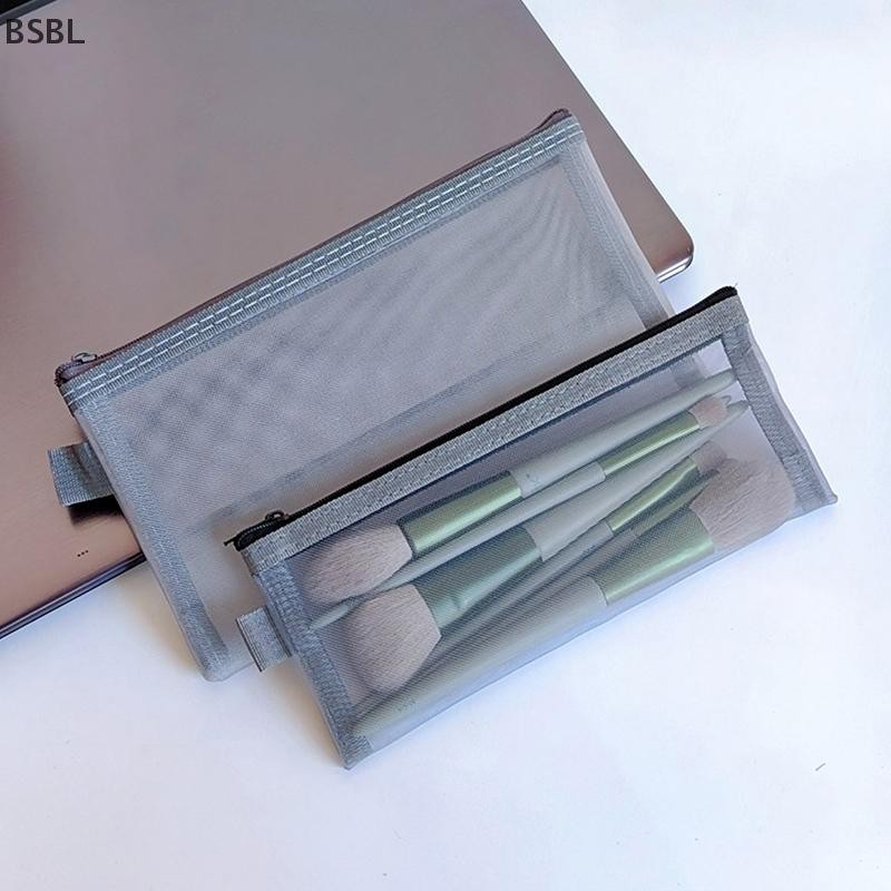 Bsbl กระเป๋าแต่งหน้า Lip แปรงแต่งหน้ากระเป๋านักเรียนตาข่ายสีดินสอ Ins Travel Cosmetic Organizer BL