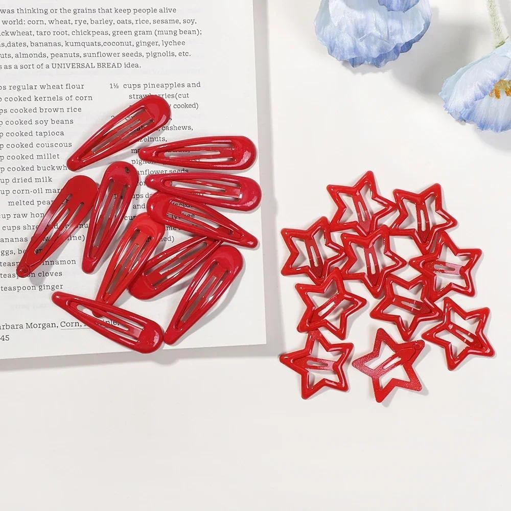 20pcsy2k สีแดง Lucky Festive ดาว BB กิ๊บติดผม Waterdrop-รูป Barrettes สาวหวาน Cool Pentagram Hairpin อุปกรณ์เสริมผม