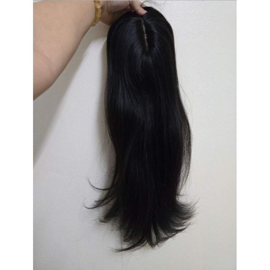 แผ่นปิดบางผมแท้ มีหนังศีรษะ แสกได้ ไม่เห็นขอบ ผมหนา ฐานใหญ่ 6×6นิ้ว ยาว20นิ้ว ระดับเอว