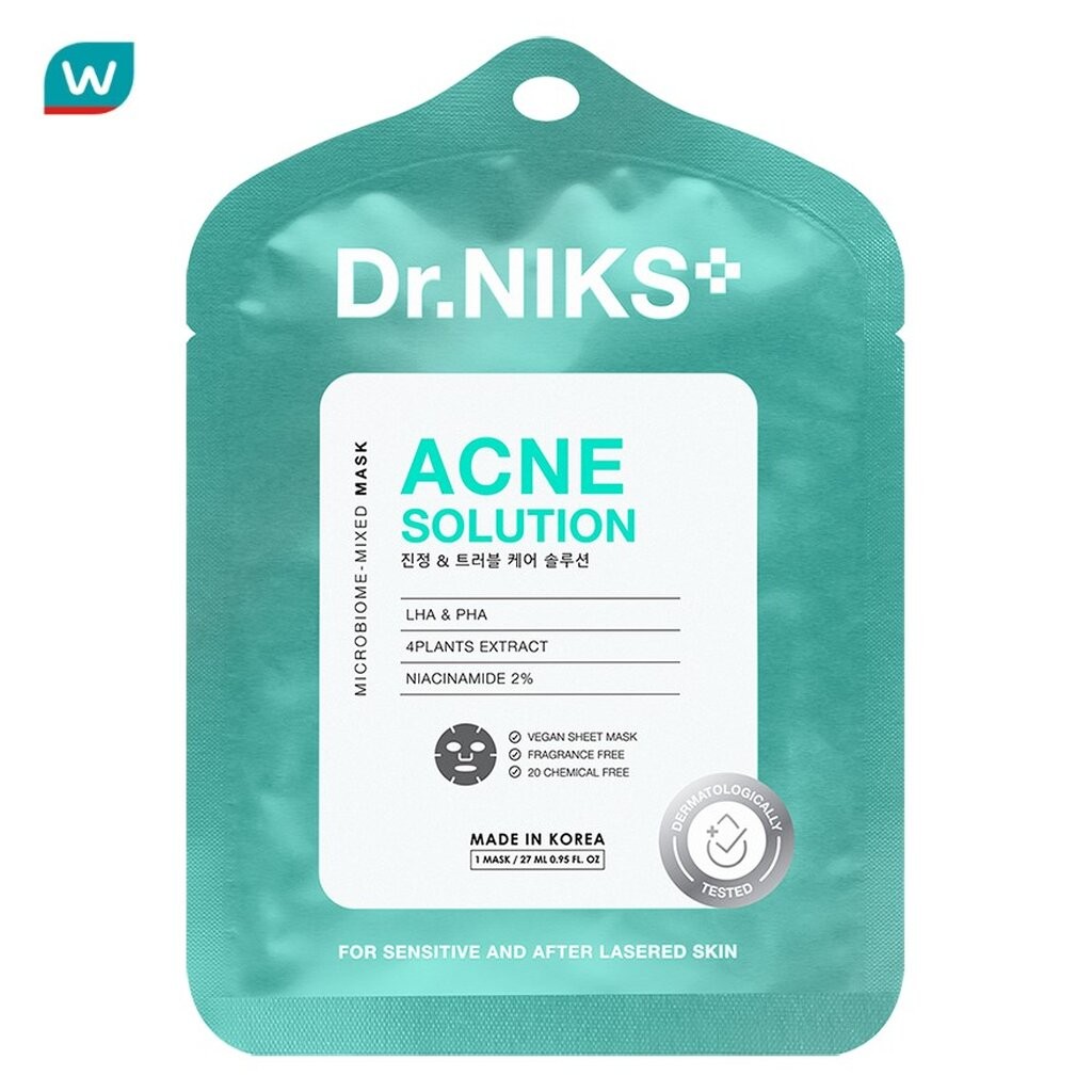 Dr.NIKS ดร.นิกส์ ไมโครไบโอม-มิกซ์ มาสก์ แอคเน่ โซลูชั่น 1 แผ่น