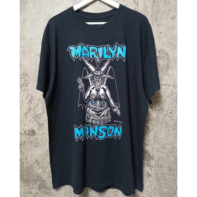 Marilyn Manson Marilyn Manson Vintage Vintage Band High Street เสื้อยืดแขนสั้นผู้ชาย